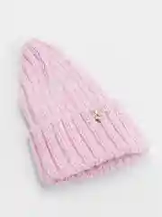 Розовый детская вязаная шапка Kid, тыковка-луковка с отворотом для девочек