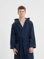 Темно-синий халат мужской банный махровый
