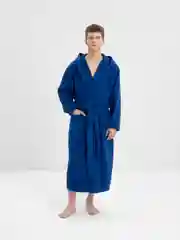 Синий халат мужской банный махровый