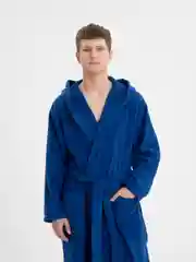 Синий халат мужской банный махровый