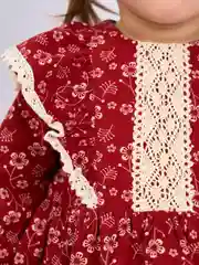 Багровый платье детское праздничное, теплое, фланель