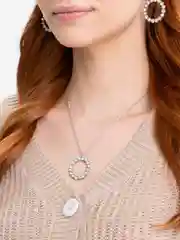 Белый серьги и кулон "Бонтон"