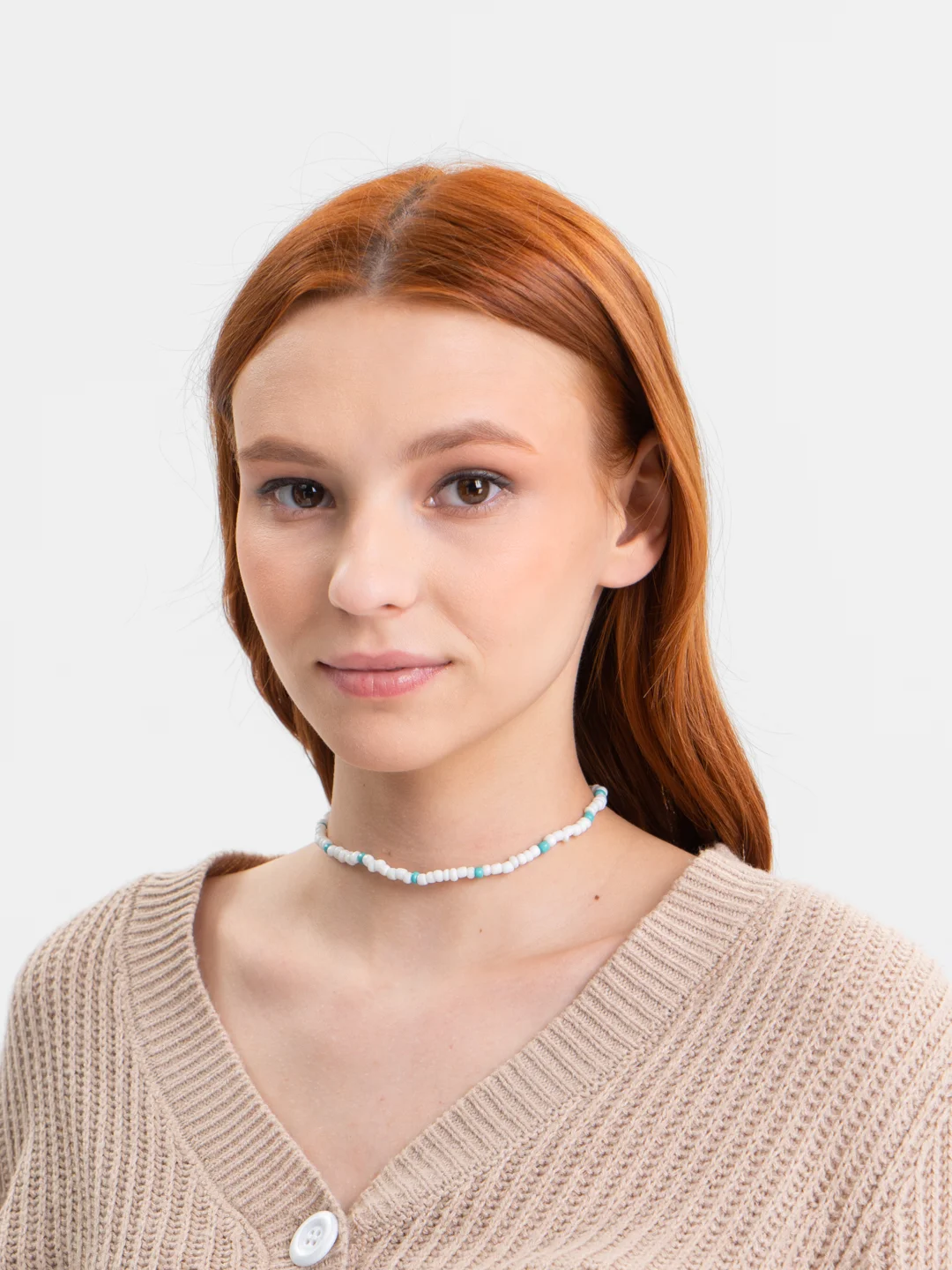 Бирюзовый чокер на шею из бисера