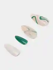 Ногти накладные с дизайном, зеленые, волна