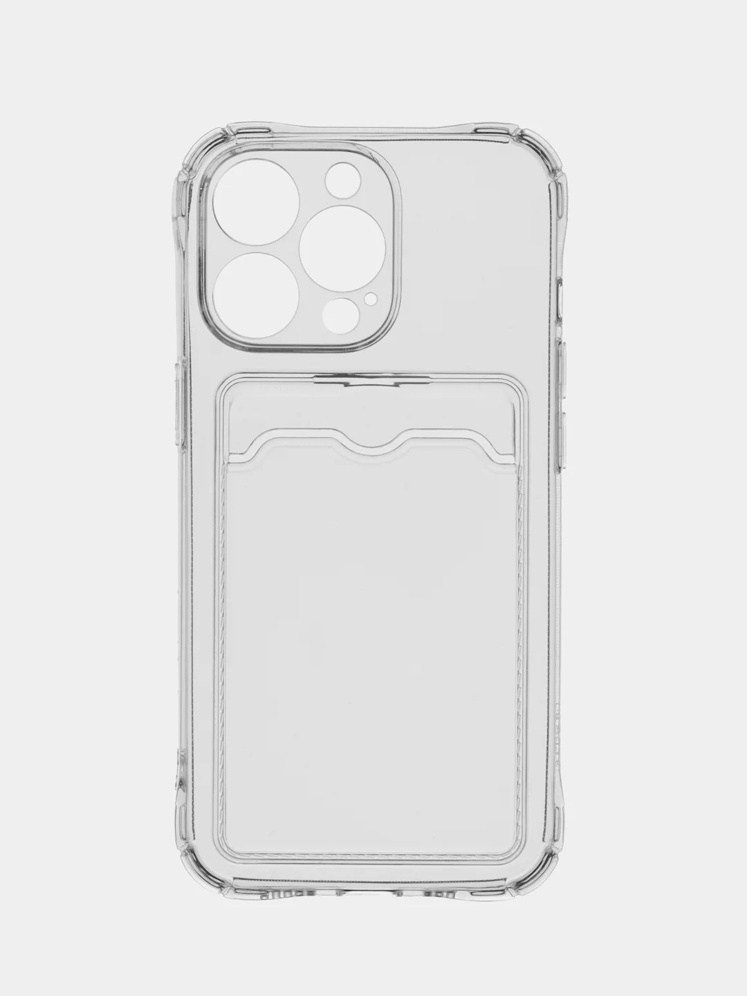 Прозрачный чехол iPhone 11, 15 Pro, 14 Max, 13, 12, XR, XS, 6, 7, 8 Plus, SE, с карманом для карт, прозрачный