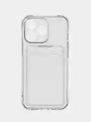 Прозрачный чехол iPhone 11, 15 Pro, 14 Max, 13, 12, XR, XS, 6, 7, 8 Plus, SE, с карманом для карт, прозрачный