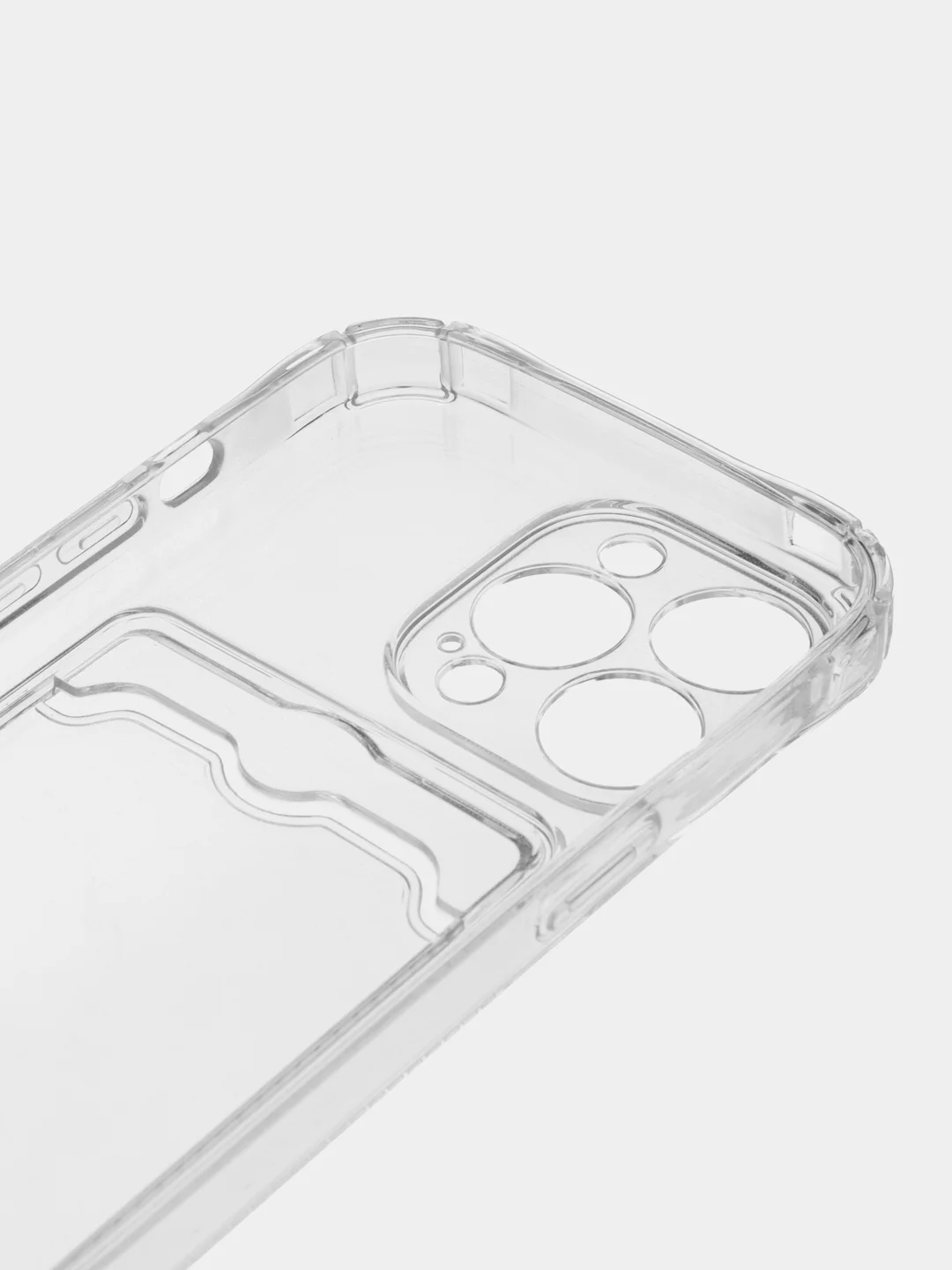 Прозрачный чехол iPhone 11, 15 Pro, 14 Max, 13, 12, XR, XS, 6, 7, 8 Plus, SE, с карманом для карт, прозрачный