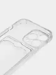 Прозрачный чехол iPhone 11, 15 Pro, 14 Max, 13, 12, XR, XS, 6, 7, 8 Plus, SE, с карманом для карт, прозрачный