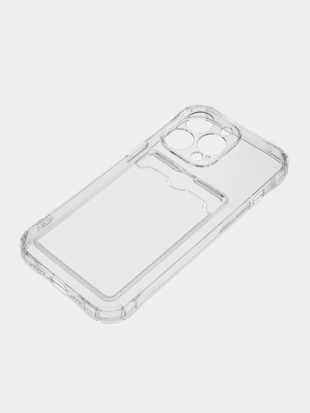 Прозрачный чехол iPhone 11, 15 Pro, 14 Max, 13, 12, XR, XS, 6, 7, 8 Plus, SE, с карманом для карт, прозрачный