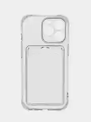 Прозрачный чехол iPhone 11, 15 Pro, 14 Max, 13, 12, XR, XS, 6, 7, 8 Plus, SE, с карманом для карт, прозрачный