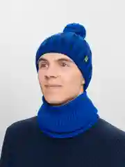 Индиго шапка со снудом, мужская