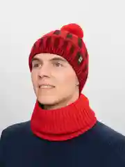 Бордовый шапка со снудом, мужская