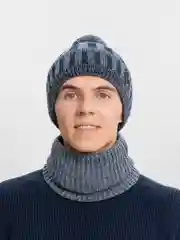 Серый шапка со снудом, мужская