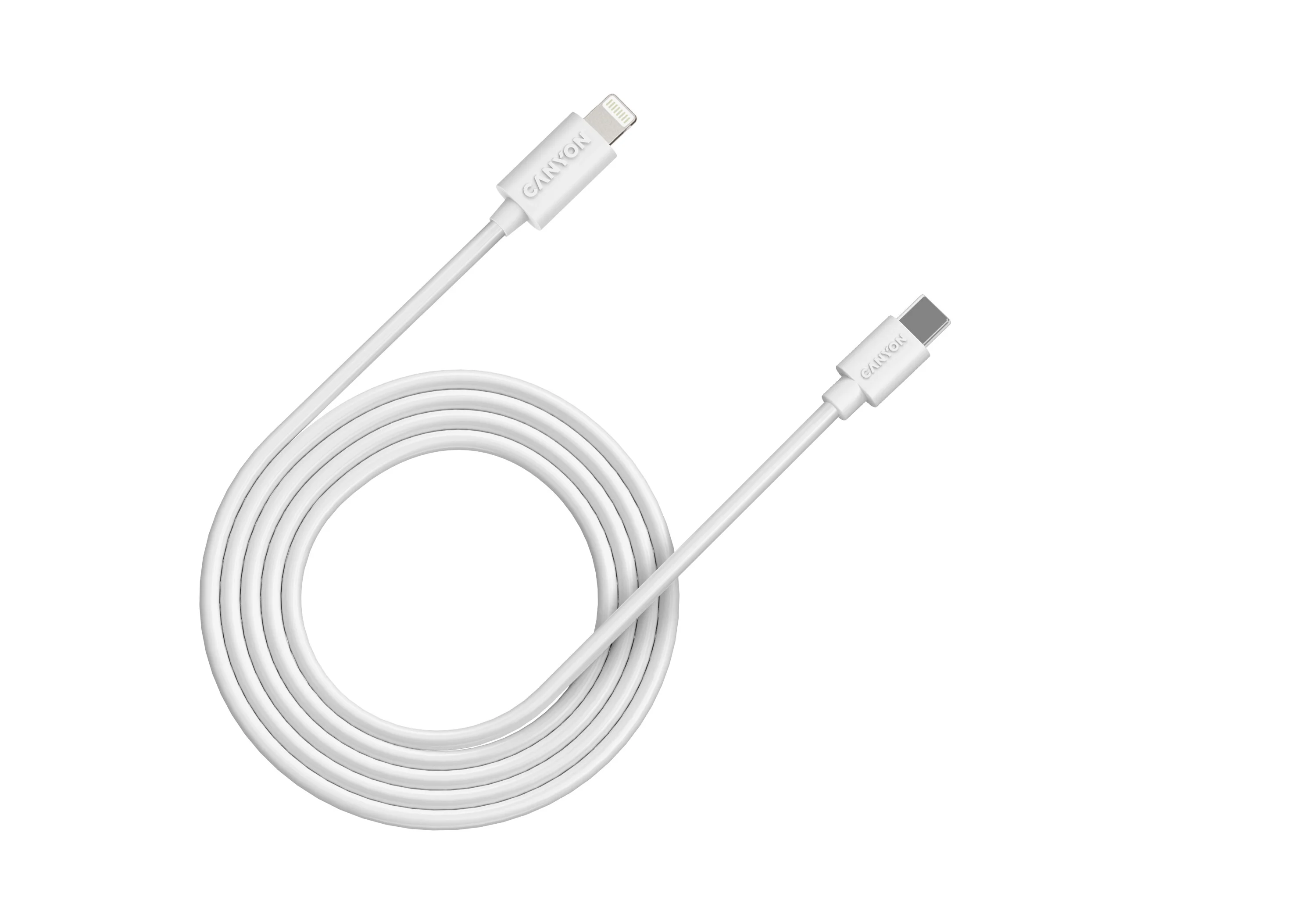 Белый кабель Lightning - USB-Type C, Canyon CFI-12, 20W, 2 метра