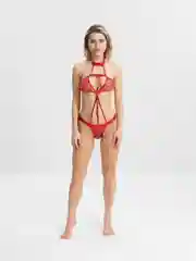 Красный боди эротическое из искусственной кожи