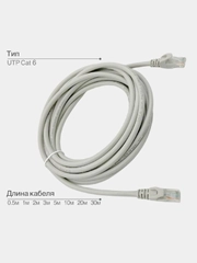Интернет кабель патч корд Buro RJ45, UTP, 8 размеров, патчкорд