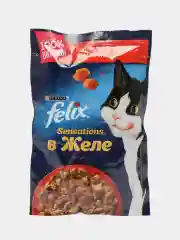 Влажный корм Felix Sensations для кошек, с говядиной в желе с томатами, 26 штук по 85г