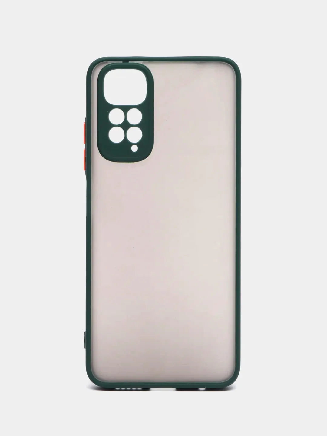 Тёмно-зелёный чехол пластиковый Xiaomi Redmi Note 11 4G, Redmi Note 11S, матовый, с цветными кнопками