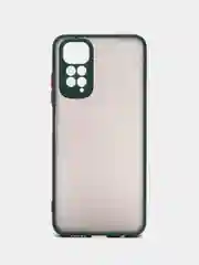 Тёмно-зелёный чехол пластиковый Xiaomi Redmi Note 11 4G, Redmi Note 11S, матовый, с цветными кнопками