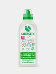 Гель для стирки 2в1 SYNERGETIC c пятновыводителем, гипоаллергенный, 0,75л