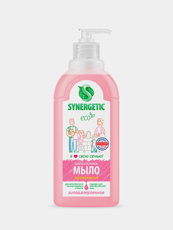 Гипоаллергенное жидкое мыло SYNERGETIC "Аромамагия" увлажняющее, биоразлагаемое, 0,5л
