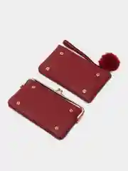 Бордовый женский кошелёк 2 в 1, из экокожи, с двумя отделениями