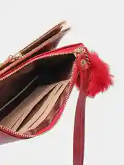 Бордовый женский кошелёк 2 в 1, из экокожи, с двумя отделениями