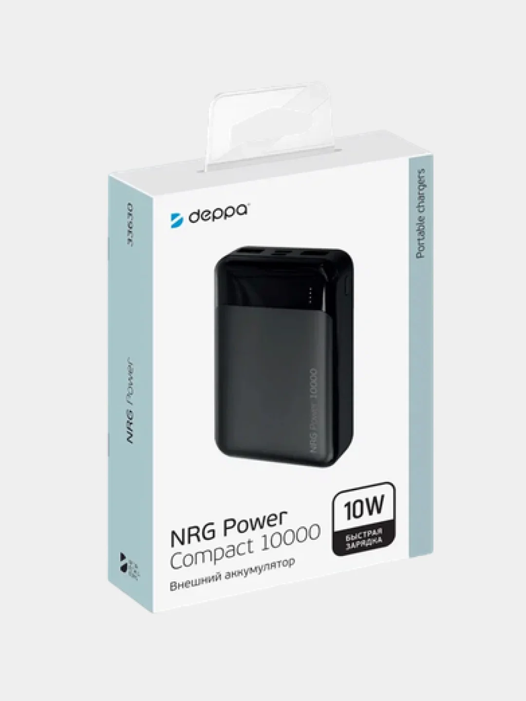 Черный внешний аккумулятор Deppa NRG Power Compact 10000mAh
