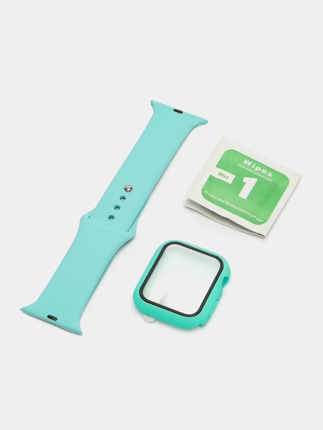Бирюзовый бампер с защитным стеклом и ремешком для Apple Watch 38/40/41/42/44/45/49