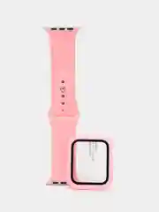 Розовый бампер с защитным стеклом и ремешком для Apple Watch 38/40/41/42/44/45/49