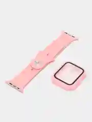 Розовый бампер с защитным стеклом и ремешком для Apple Watch 38/40/41/42/44/45/49