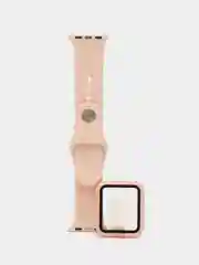 Пудровый бампер с защитным стеклом и ремешком для Apple Watch 38/40/41/42/44/45/49