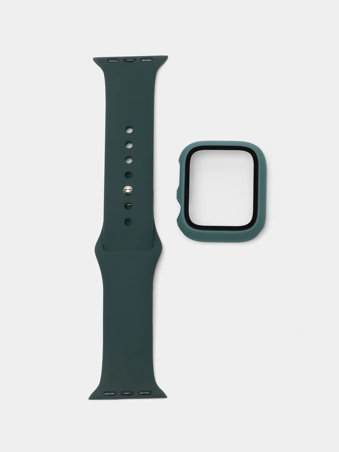 Зеленый бампер с защитным стеклом и ремешком для Apple Watch 38/40/41/42/44/45/49