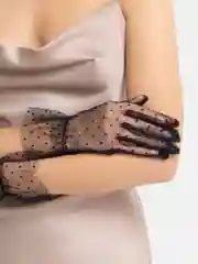Черный перчатки женские, в горошек, ажурные, сетчатые