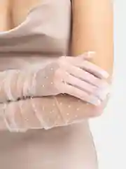Белый перчатки женские сетчатые, в горошек