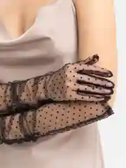 Белый перчатки женские сетчатые, в горошек