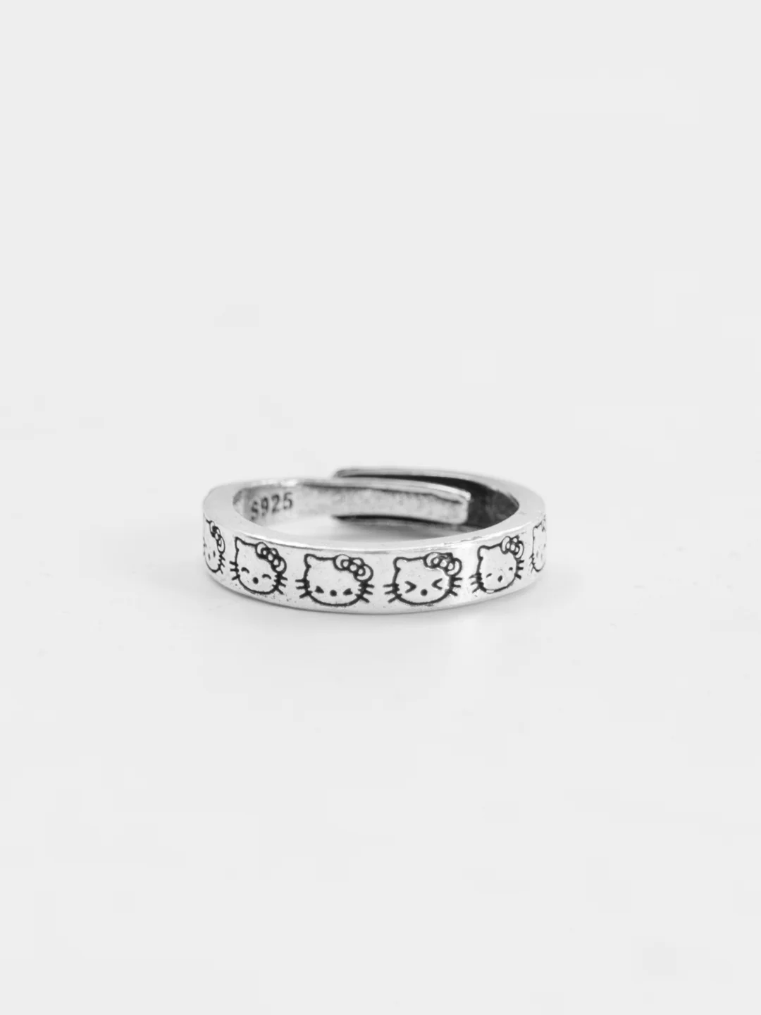 Серебряный кольцо Hello Kitty, кошка, регулируемое, 4 цвета, 17 см