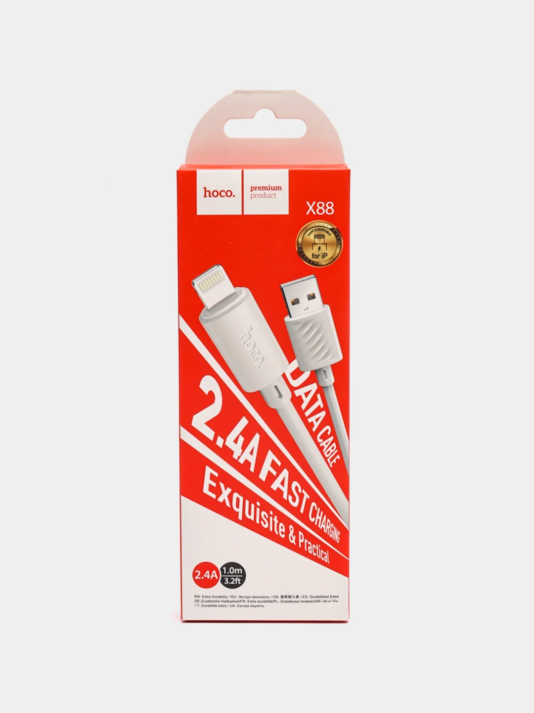 Белый кабель Hoco Micro-USB, Type-C, Lightning, 1 метр