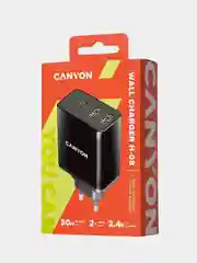 Черный сетевое зарядное устройство Canyon H-08, 2xUSB, 1xPD, 30W