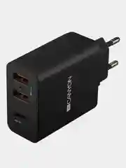 Черный сетевое зарядное устройство Canyon H-08, 2xUSB, 1xPD, 30W