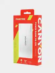 Белый компактный внешний аккумулятор Canyon PB-108, 2 х USB-A, 10000 мАч