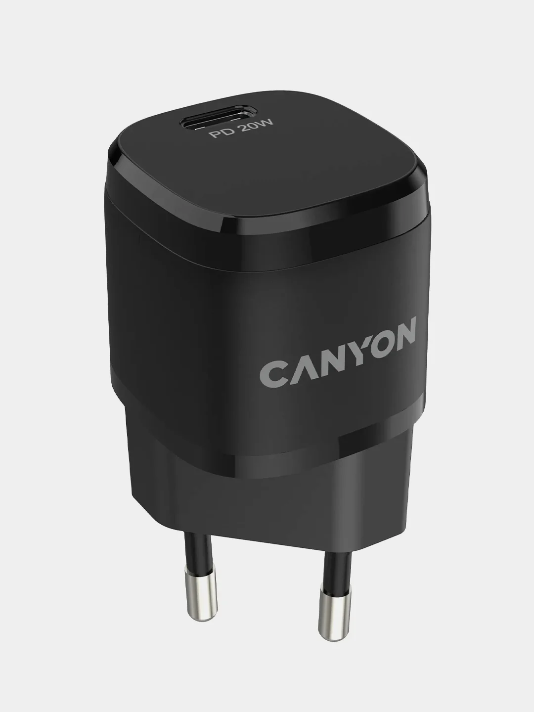 Черный сетевое зарядное устройство Canyon H-20, 1xUSB-C / PD / 20W