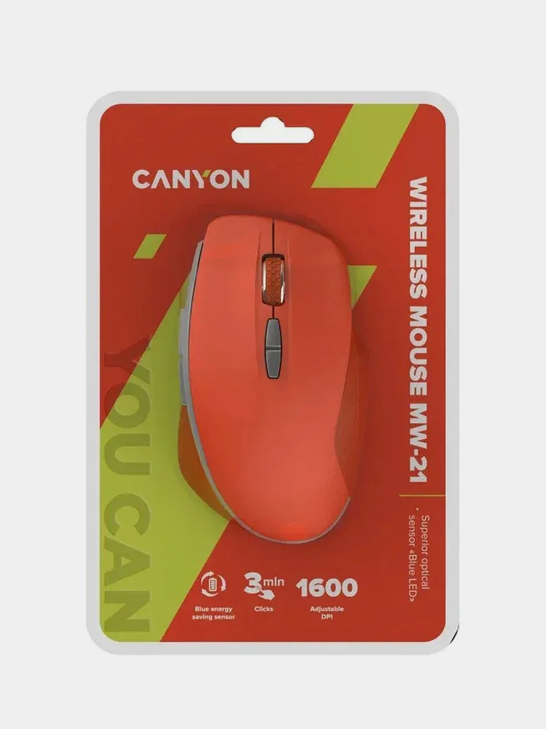 Красный беспроводная мышь Canyon MW-21, с сенсором Blue LED, 800/1200/1600 DPI