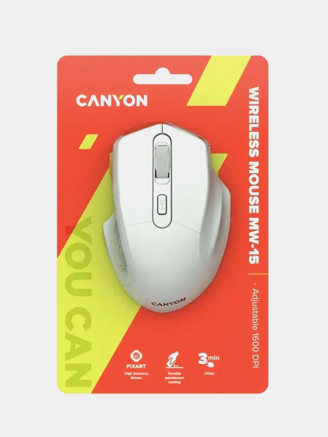 Белый беспроводная мышь Canyon MW-15, с сенсором Pixart, 800/1200/1600 DPI