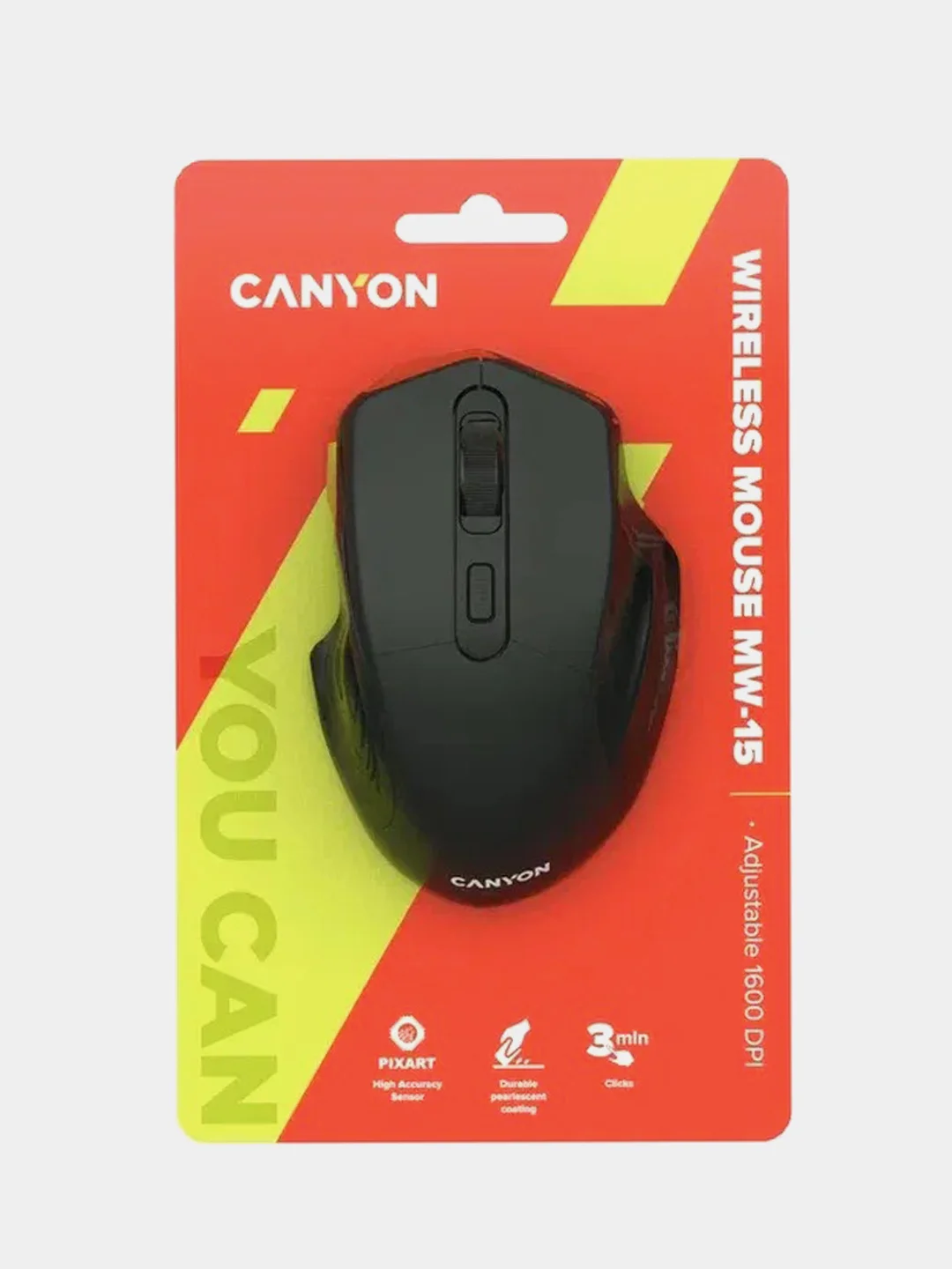 Черный беспроводная мышь Canyon MW-15, с сенсором Pixart, 800/1200/1600 DPI