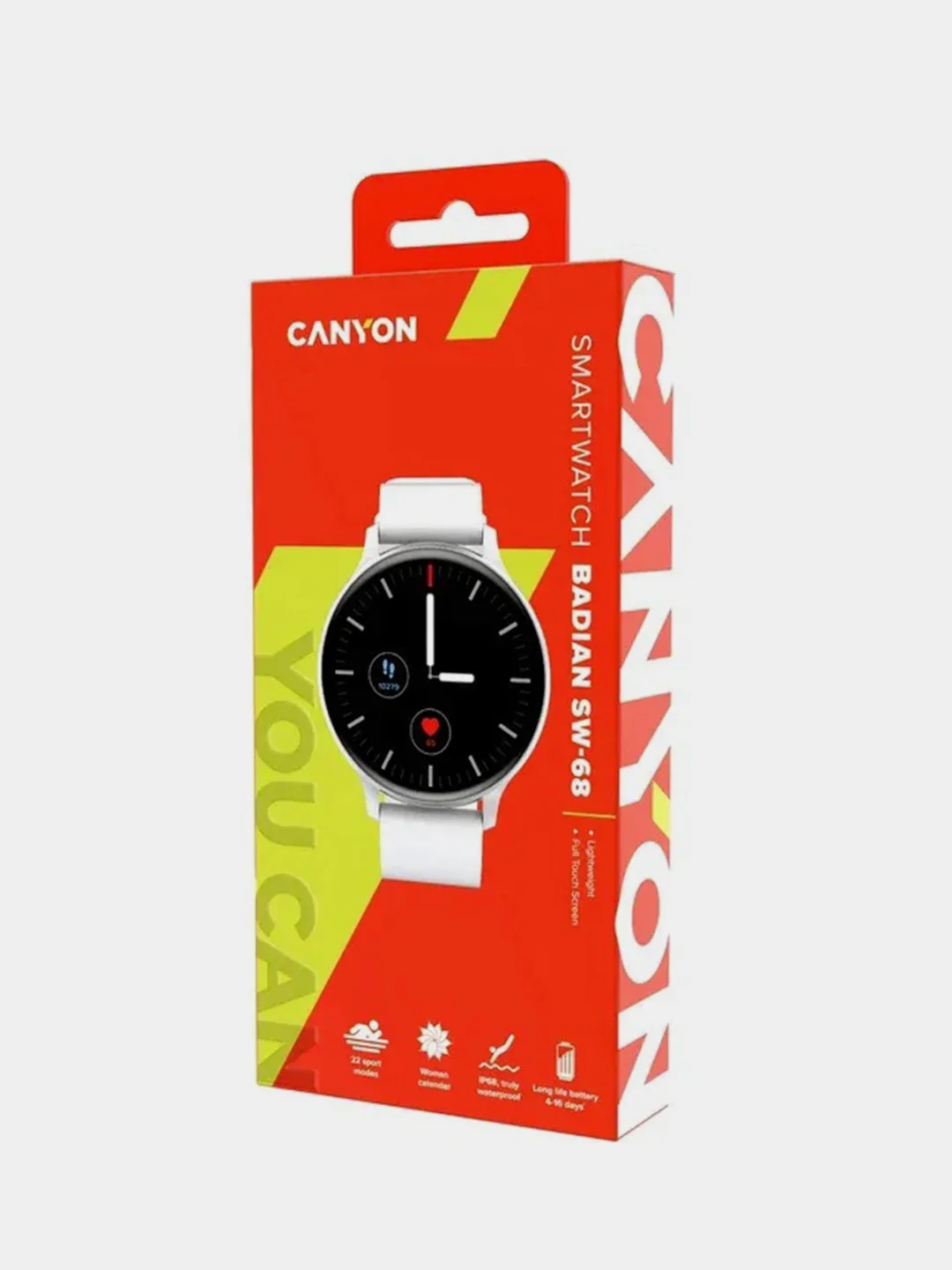 Белый смарт-часы Canyon Badian SW-68 круглые 45мм