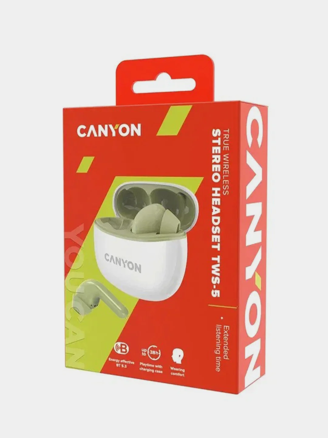 Зеленый беспроводные наушники Canyon TWS-5, сенсорное управление