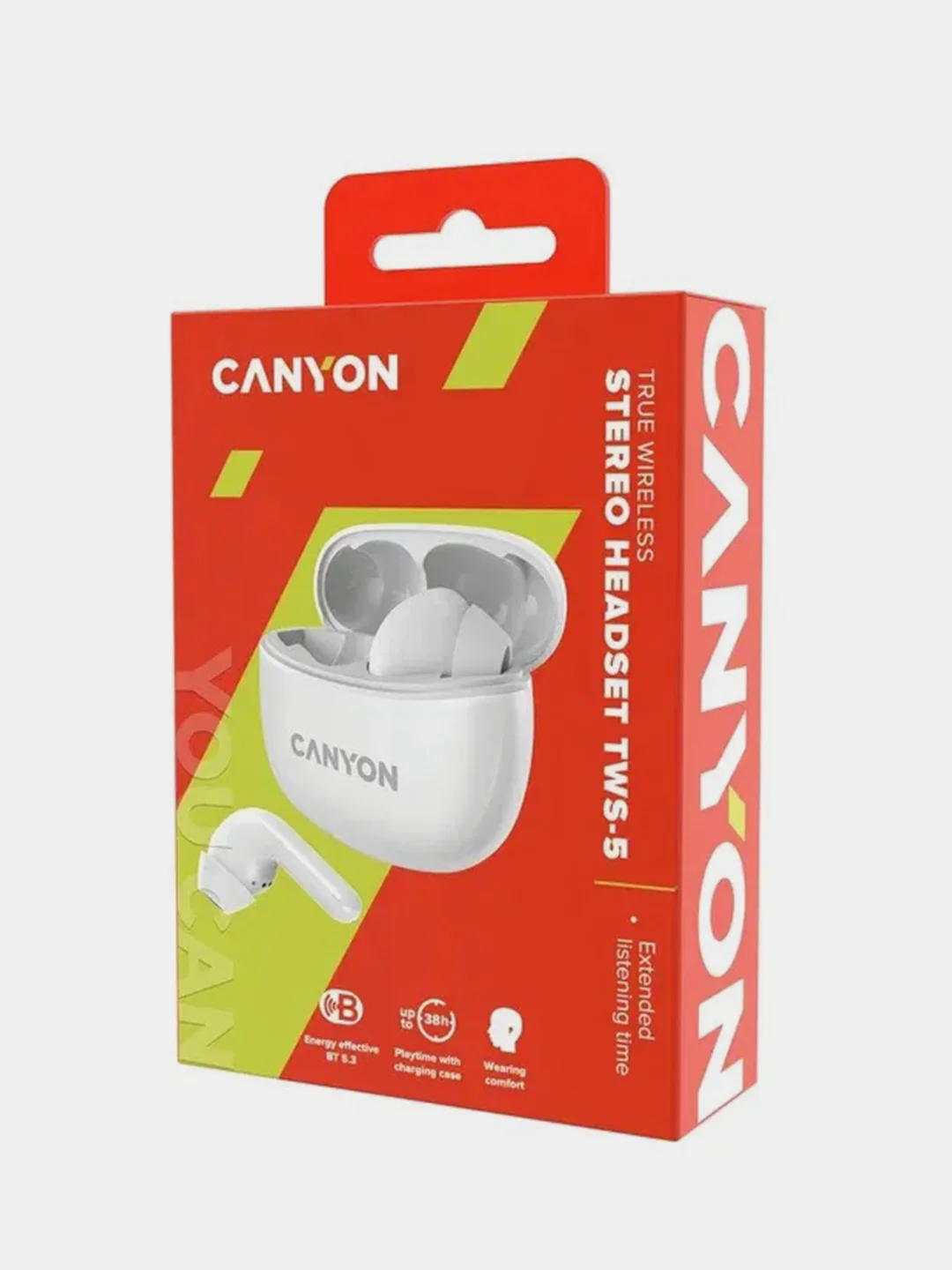 Белый беспроводные наушники Canyon TWS-5, сенсорное управление