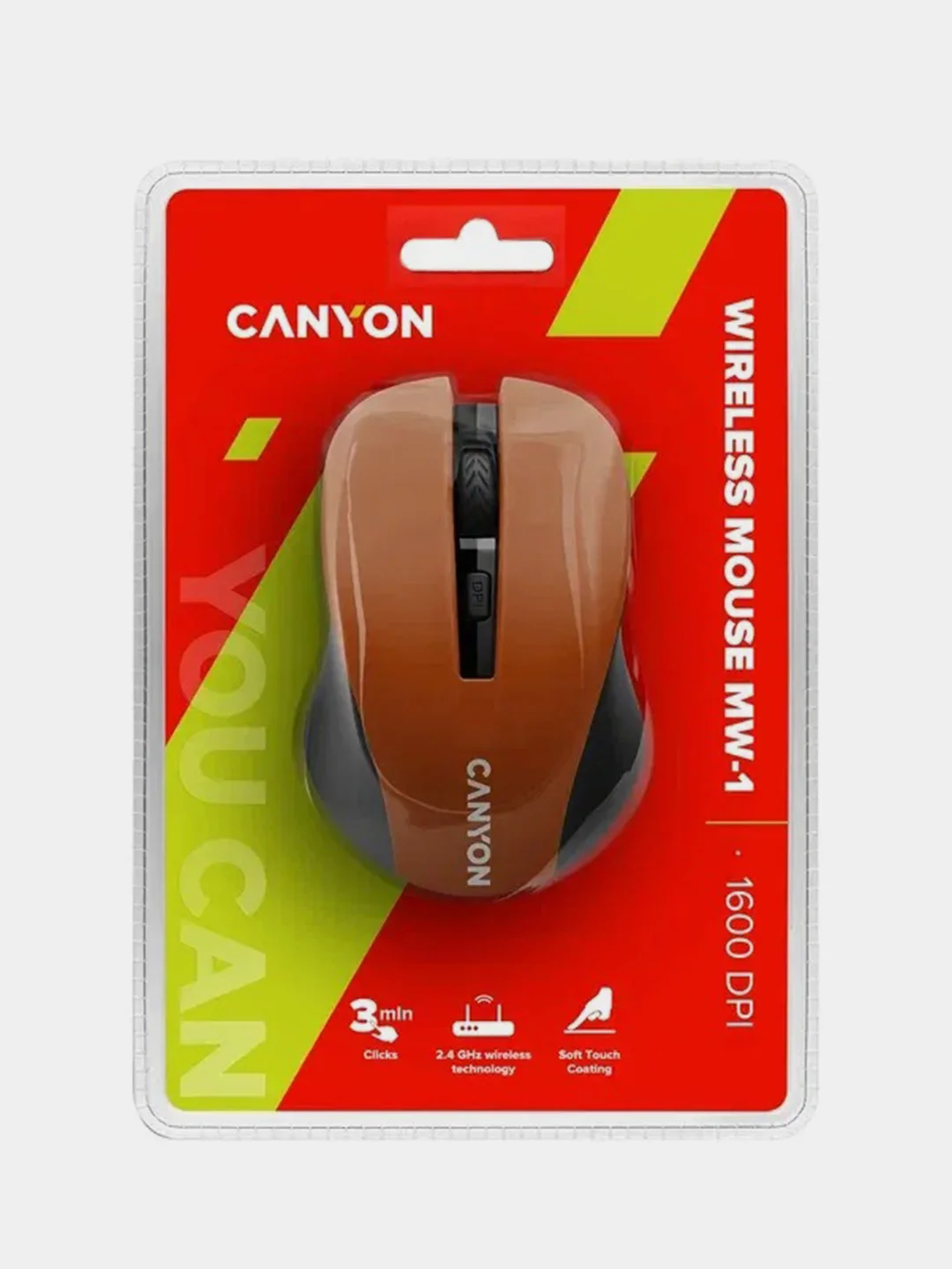 Оранжевый беспроводная мышь Canyon MW-1, SoftTouch, 800/1000/1200 DPI