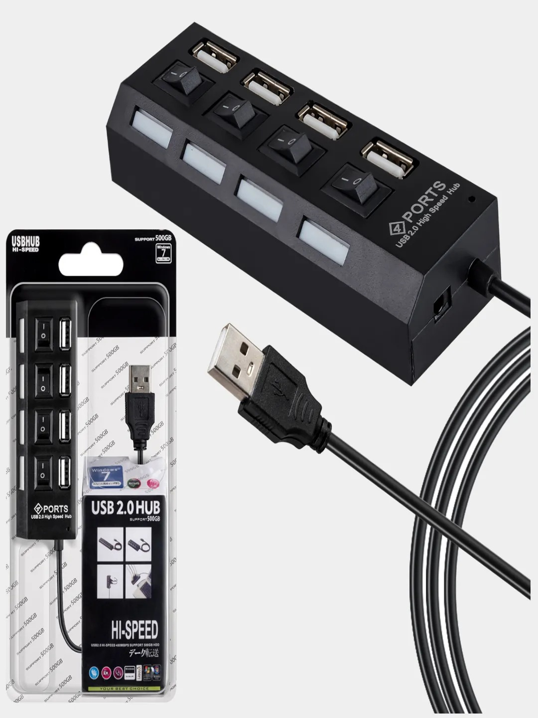 Разветвитель USB, 4 разъема, usb hub купить по цене 320 ₽ в  интернет-магазине Магнит Маркет